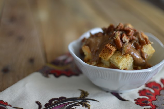Sourdough Bread Pudding with Bourbon Plum Sauce